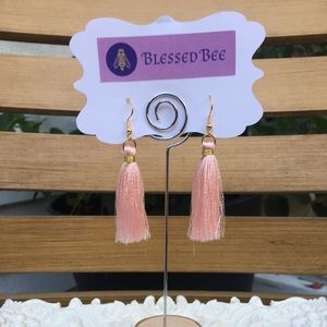 Salmon/gold tassel earrings